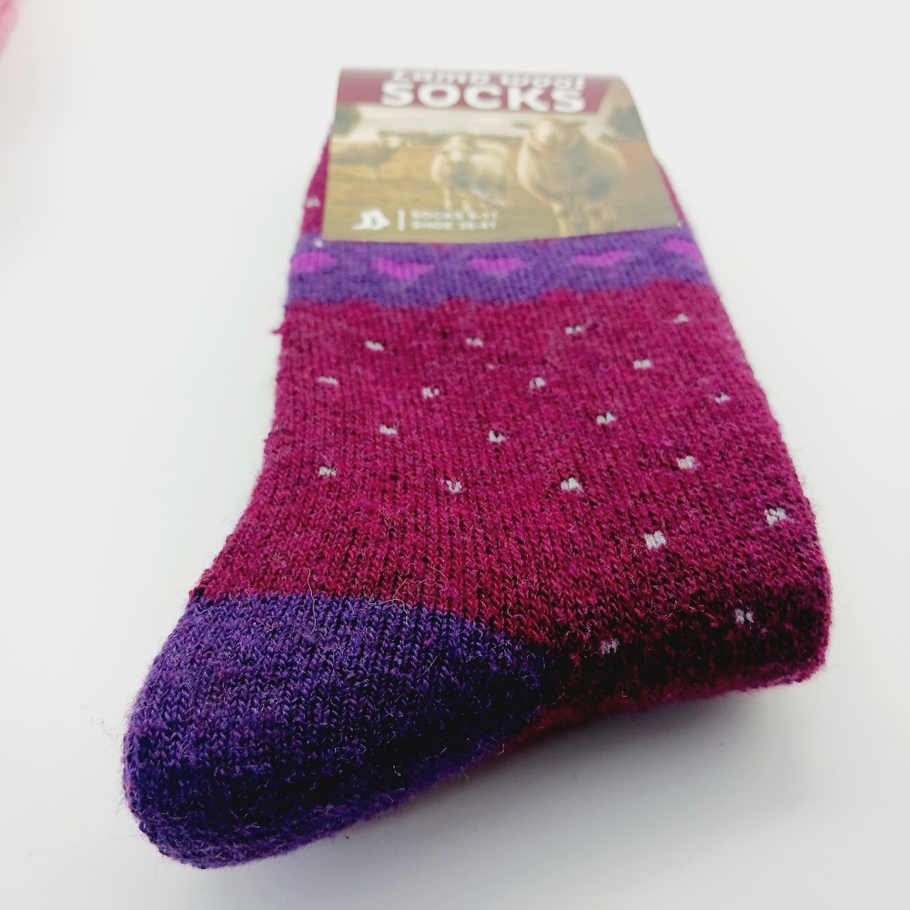 ⚫️ 12 Lamb Wool Crew 'Valentines Day Heart' Winter Boot Socks Size 9-11 … - Picture 6 of 13